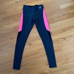 XS PINK Leggings Dark Gray with Hot Pink and Mesh on the Legs